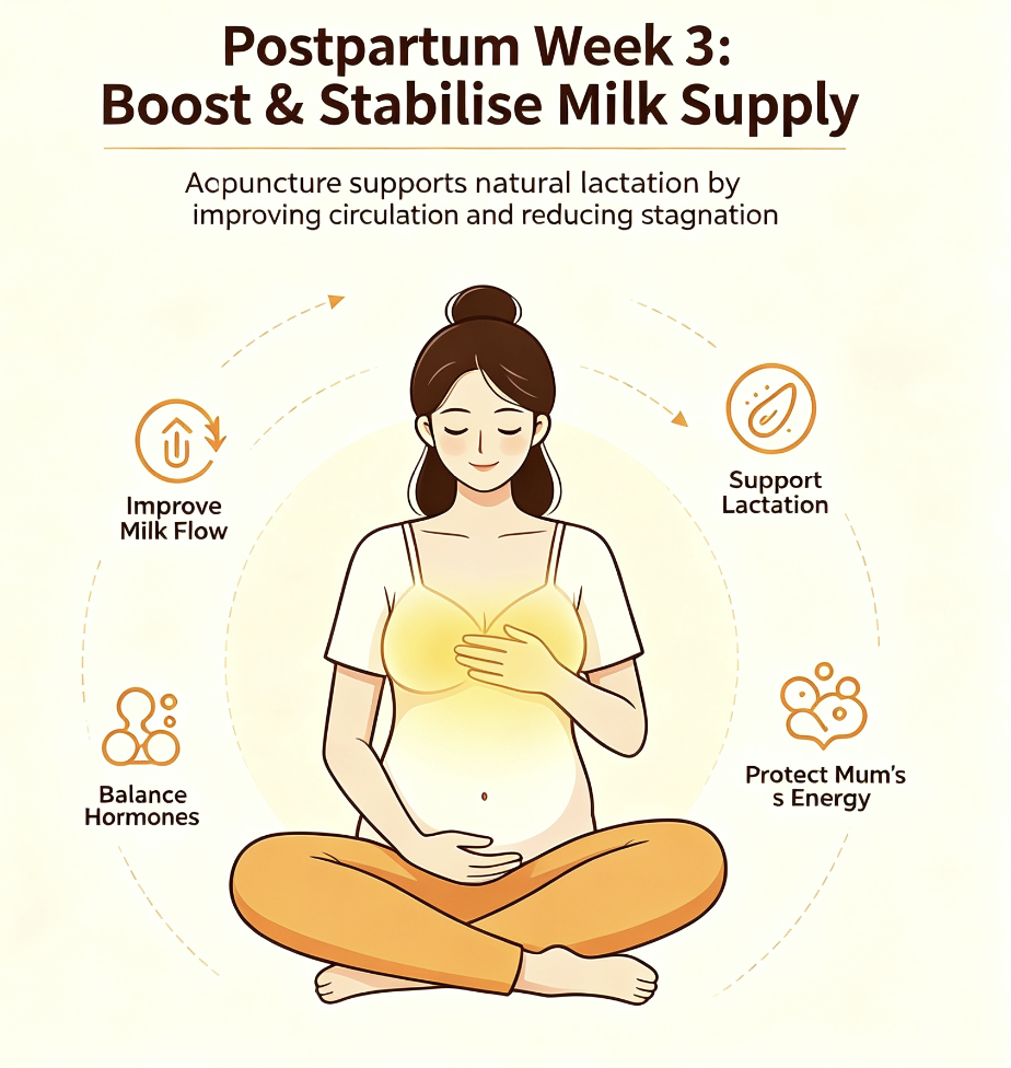 acupuncture for pregnancy recovery
week 3- milk supply